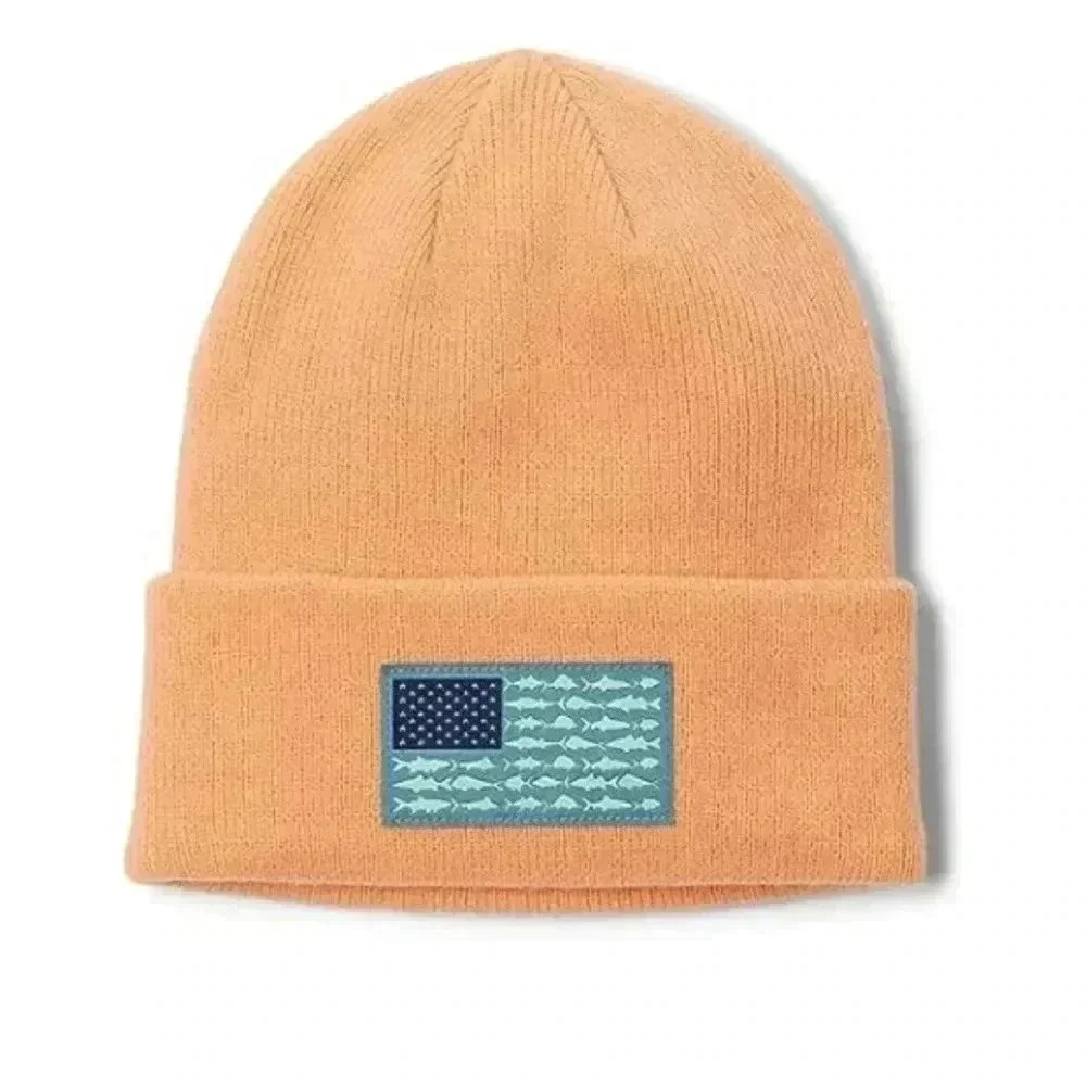 💘❤️Columbia PFG Fish Flag Cuffed Beanie NWT🎣🐟